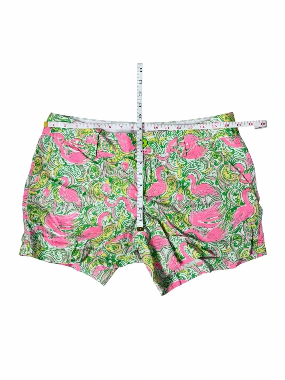 Lilly Pulitzer Pink Flamingo & Lime Paisley High-Rise Shorts
